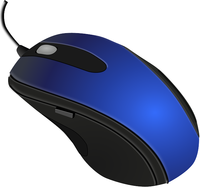 modrá  počítačová myš